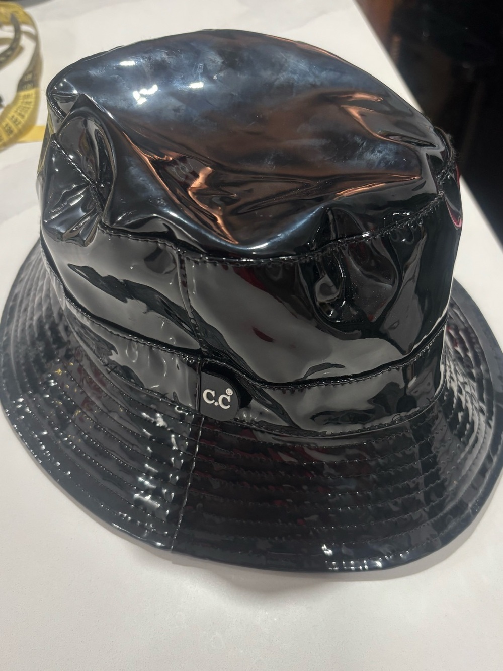 C.C Patent Vinyl Black Bucket Hat